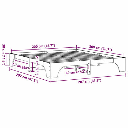 Rám Postele Bílá 200 X 200 Cm Masivní Borové Dřevo