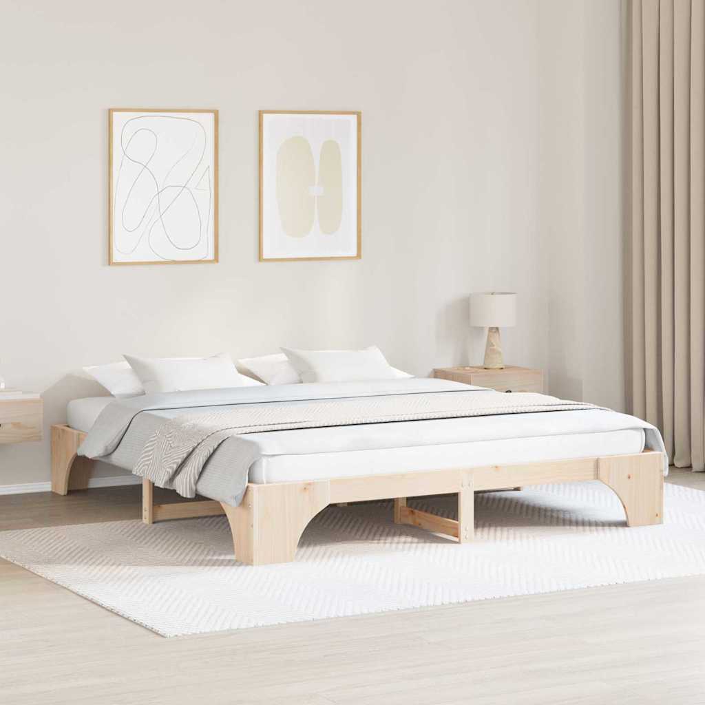 Rám Postele Přírodní 180 X 200 Cm Masivní Borové Dřevo
