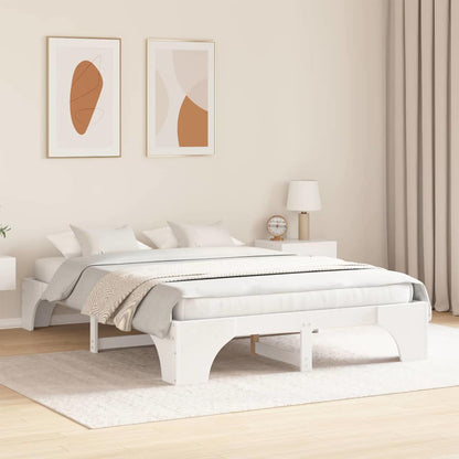 Rám Postele Bílá 160 X 200 Cm Masivní Borové Dřevo