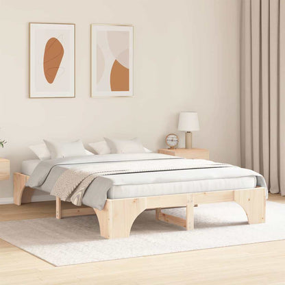 Rám Postele Přírodní 150 X 200 Cm Masivní Borové Dřevo