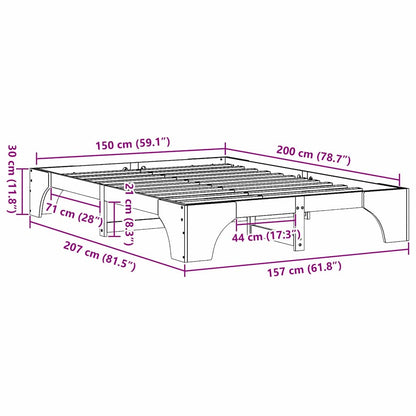 Rám Postele Přírodní 150 X 200 Cm Masivní Borové Dřevo