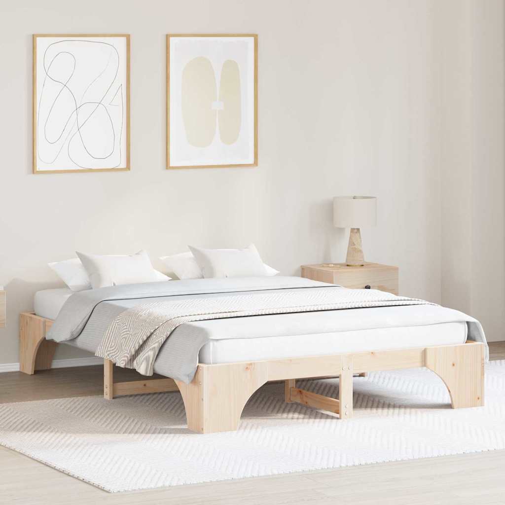 Rám Postele Přírodní 140 X 200 Cm Masivní Borové Dřevo