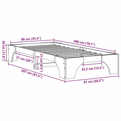 Rám Postele Voskově Hnědá 90 X 200 Cm Masivní Borové Dřevo