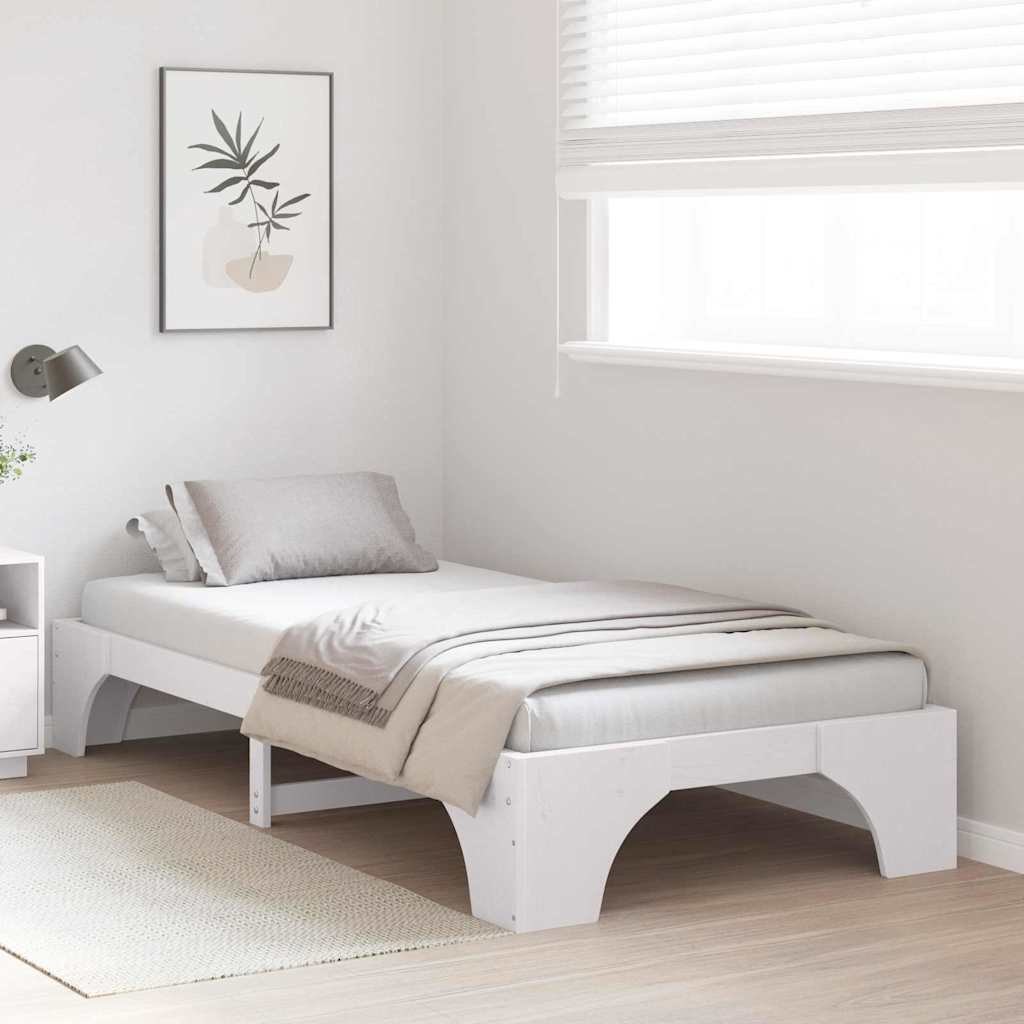 Rám Postele Bílá 80 X 200 Cm Masivní Borové Dřevo