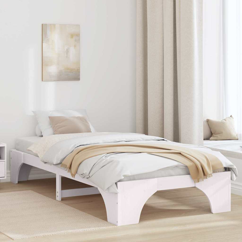 Rám Postele Bílá 75 X 190 Cm Masivní Borové Dřevo