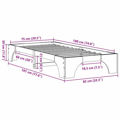 Rám Postele Bílá 75 X 190 Cm Masivní Borové Dřevo