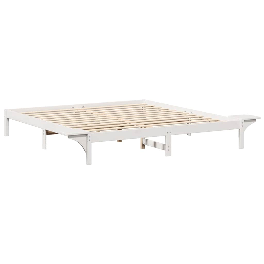 Rám Postele Bílá 200 X 200 Cm Masivní Borové Dřevo