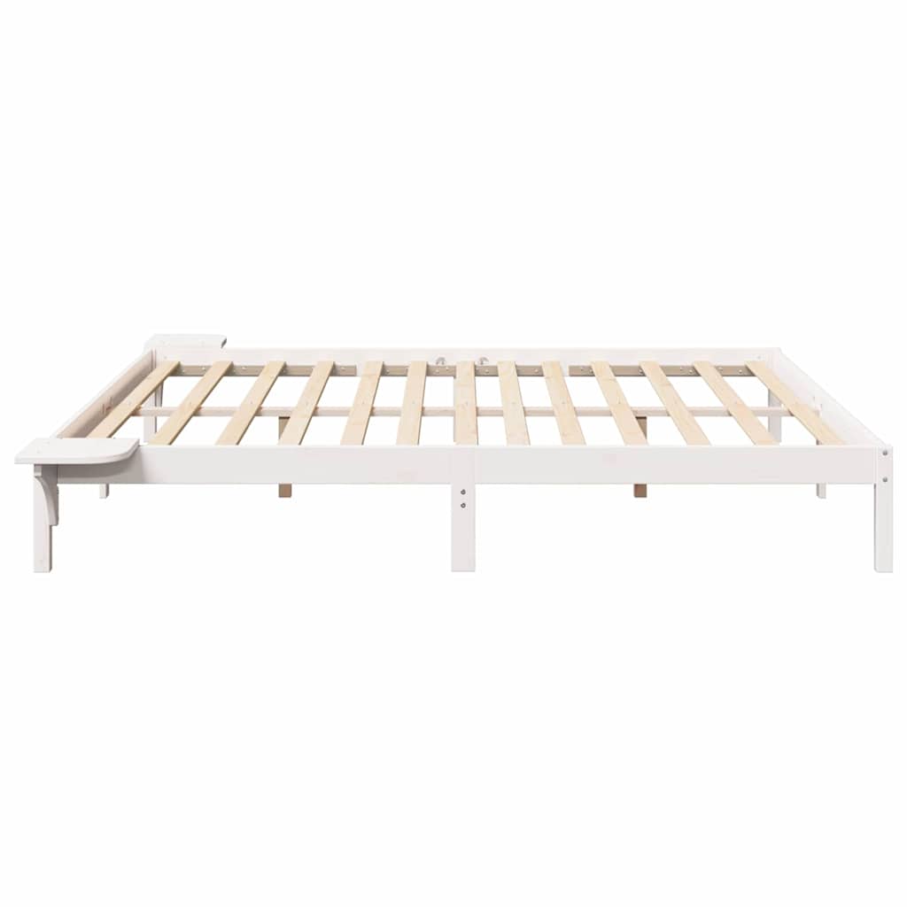Rám Postele Bílá 200 X 200 Cm Masivní Borové Dřevo