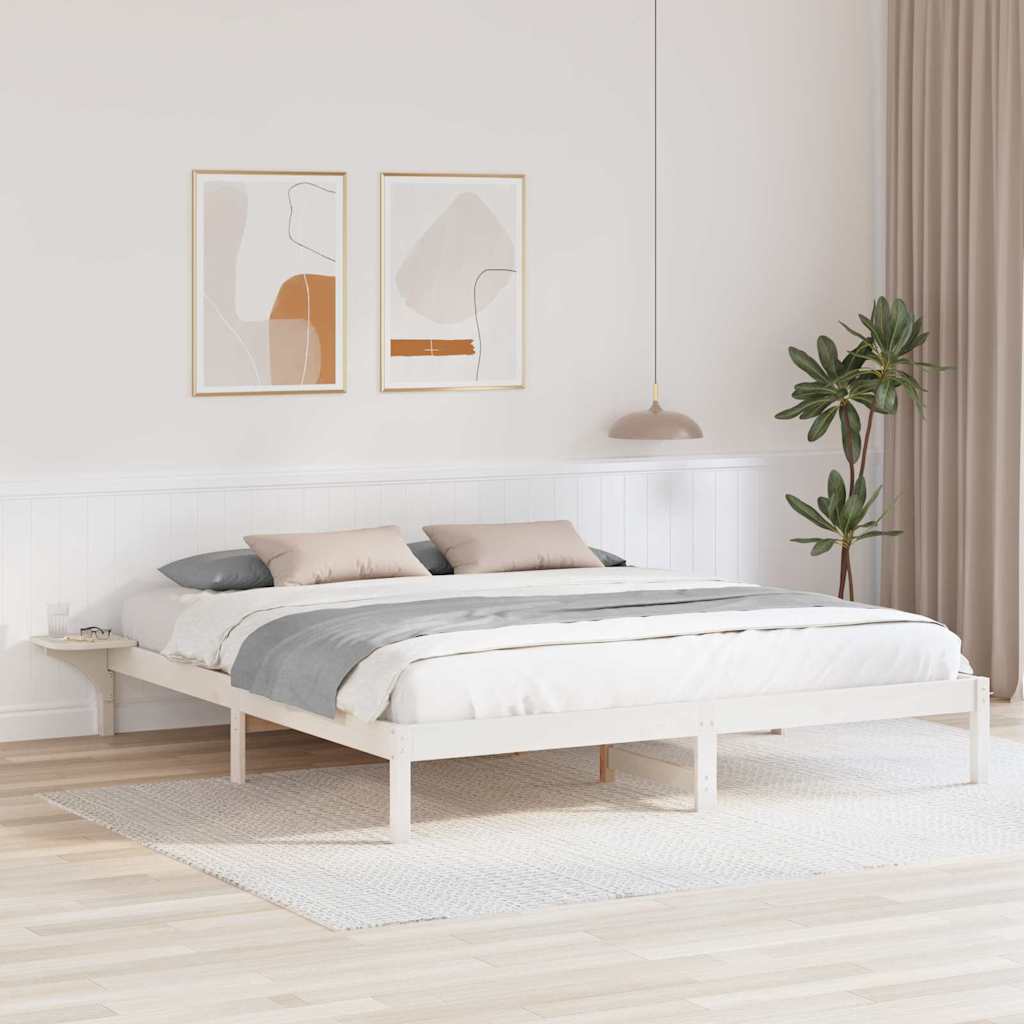 Rám Postele Bílá 180 X 200 Cm Masivní Borové Dřevo