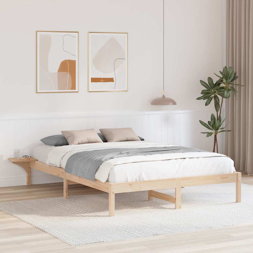 Rám Postele Přírodní 150 X 200 Cm Masivní Borové Dřevo