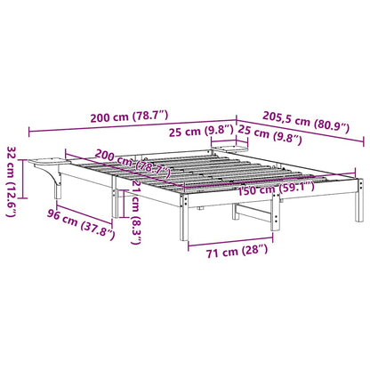 Rám Postele Přírodní 150 X 200 Cm Masivní Borové Dřevo