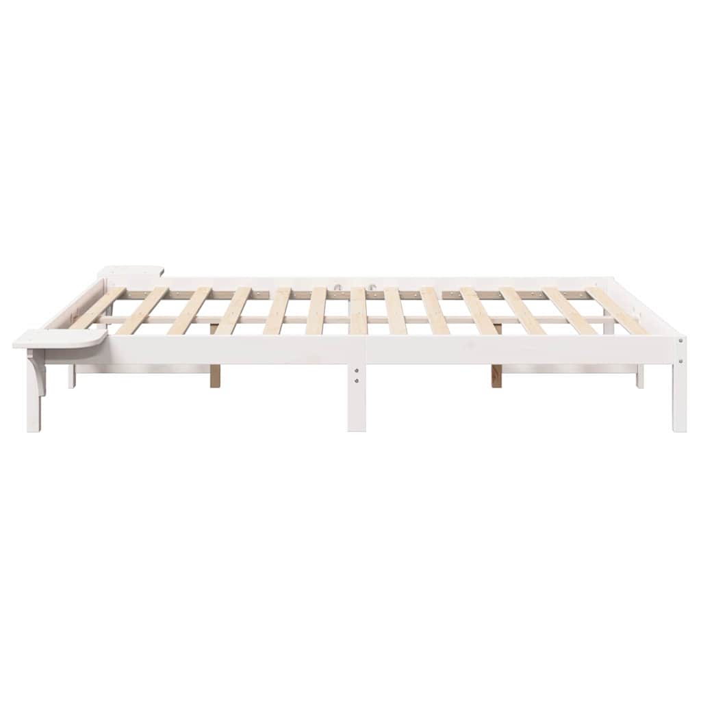 Rám Postele Bílá 150 X 200 Cm Masivní Borové Dřevo
