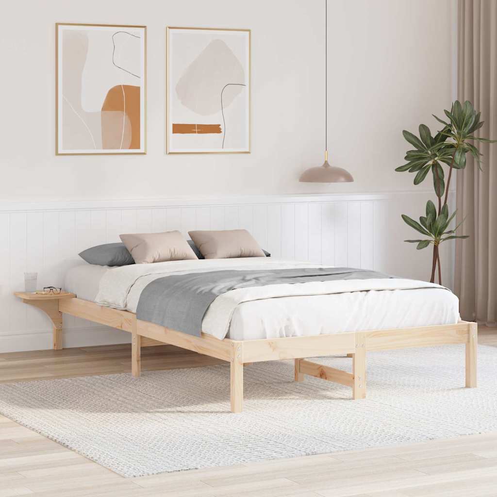 Rám Postele Přírodní 135 X 190 Cm Masivní Borové Dřevo