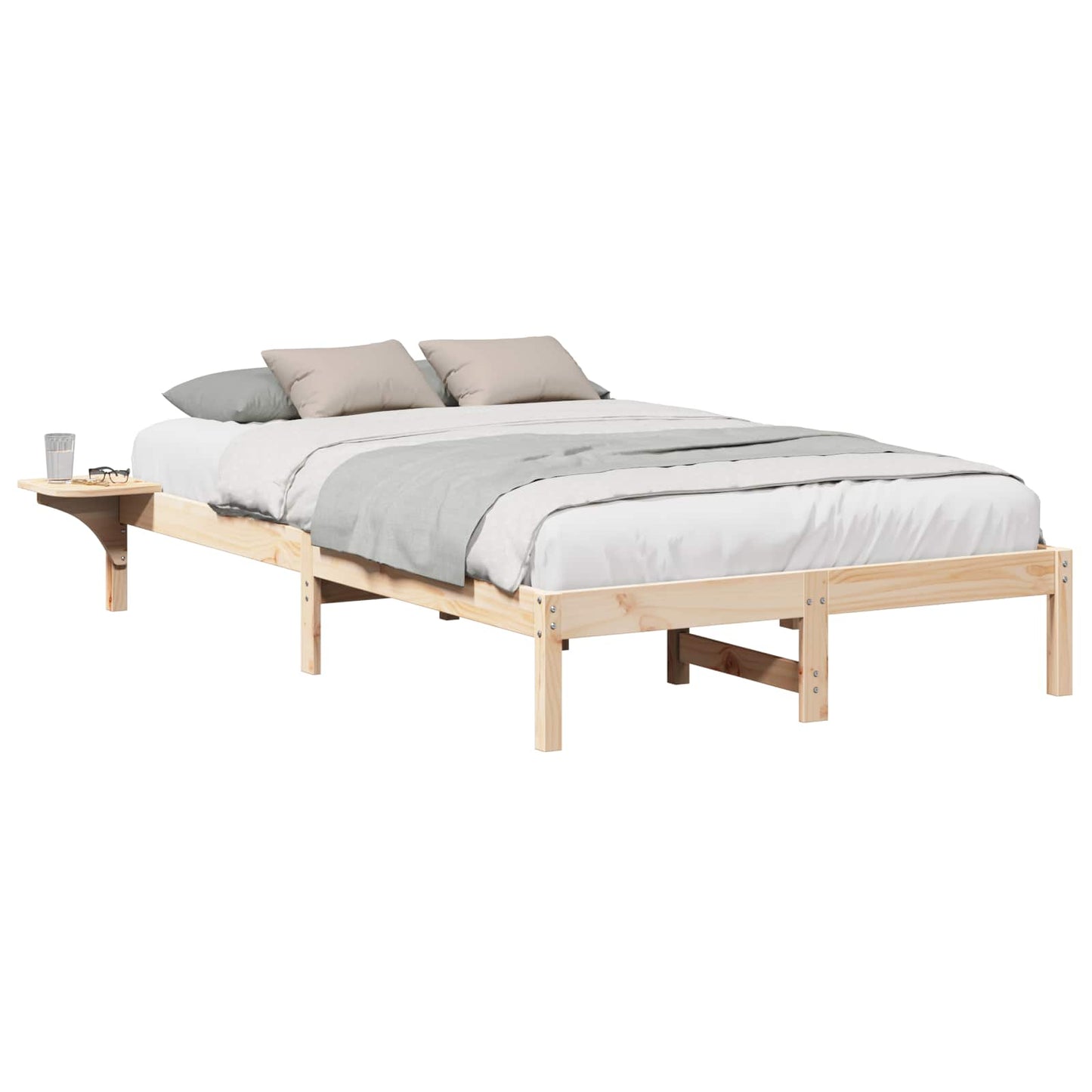 Rám Postele Přírodní 135 X 190 Cm Masivní Borové Dřevo