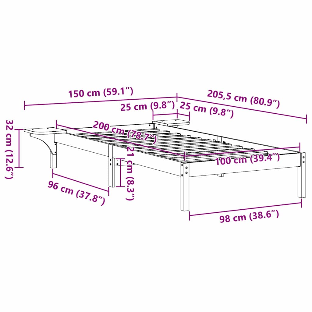 Rám Postele Voskově Hnědá 100 X 200 Cm Masivní Borové Dřevo