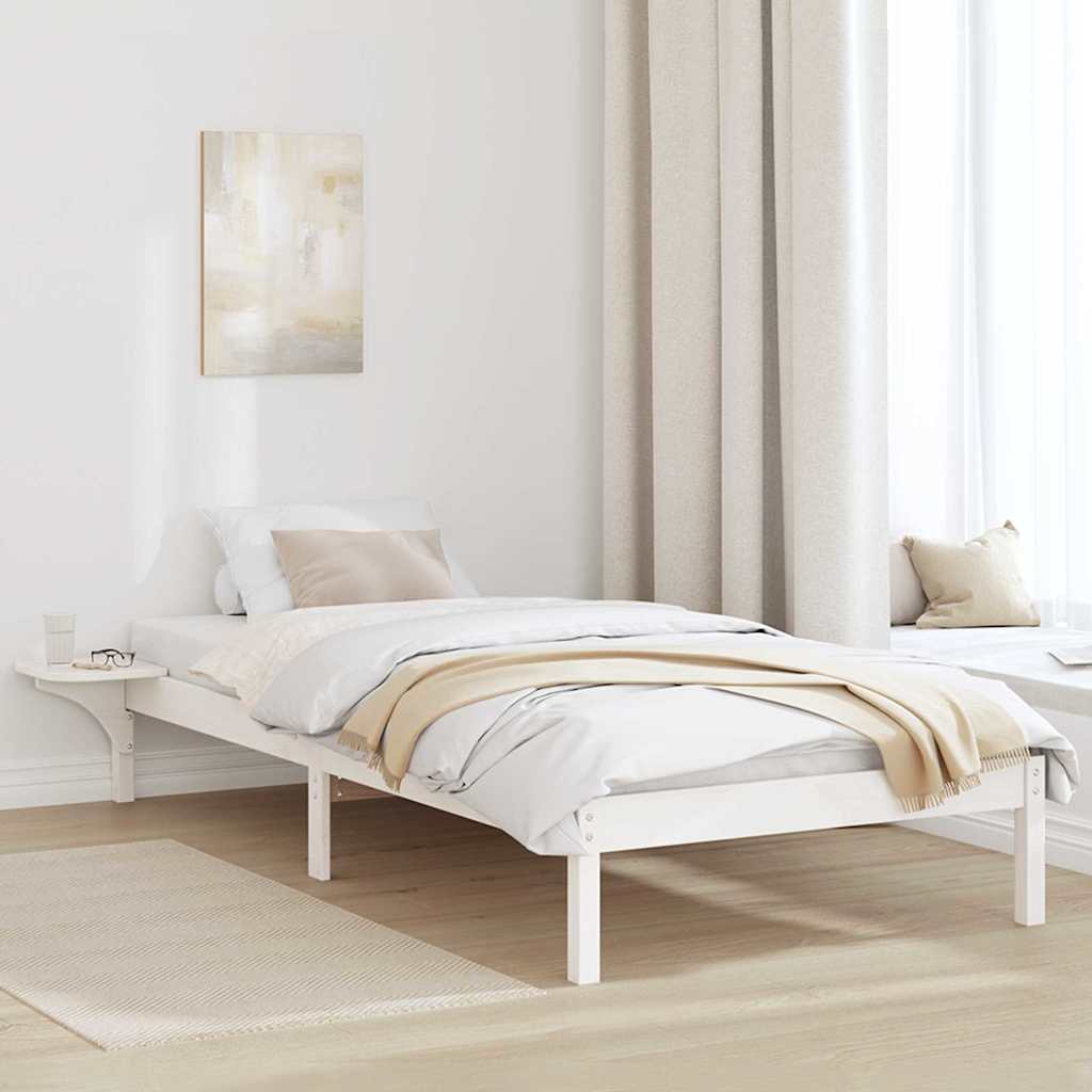 Rám Postele Bílá 90 X 200 Cm Masivní Borové Dřevo