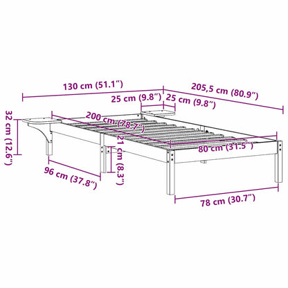 Rám Postele Voskově Hnědá 80 X 200 Cm Masivní Borové Dřevo