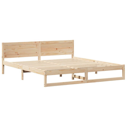 Rám Postele S Čelo Přírodní 200 X 200 Cm Masivní Borové Dřevo