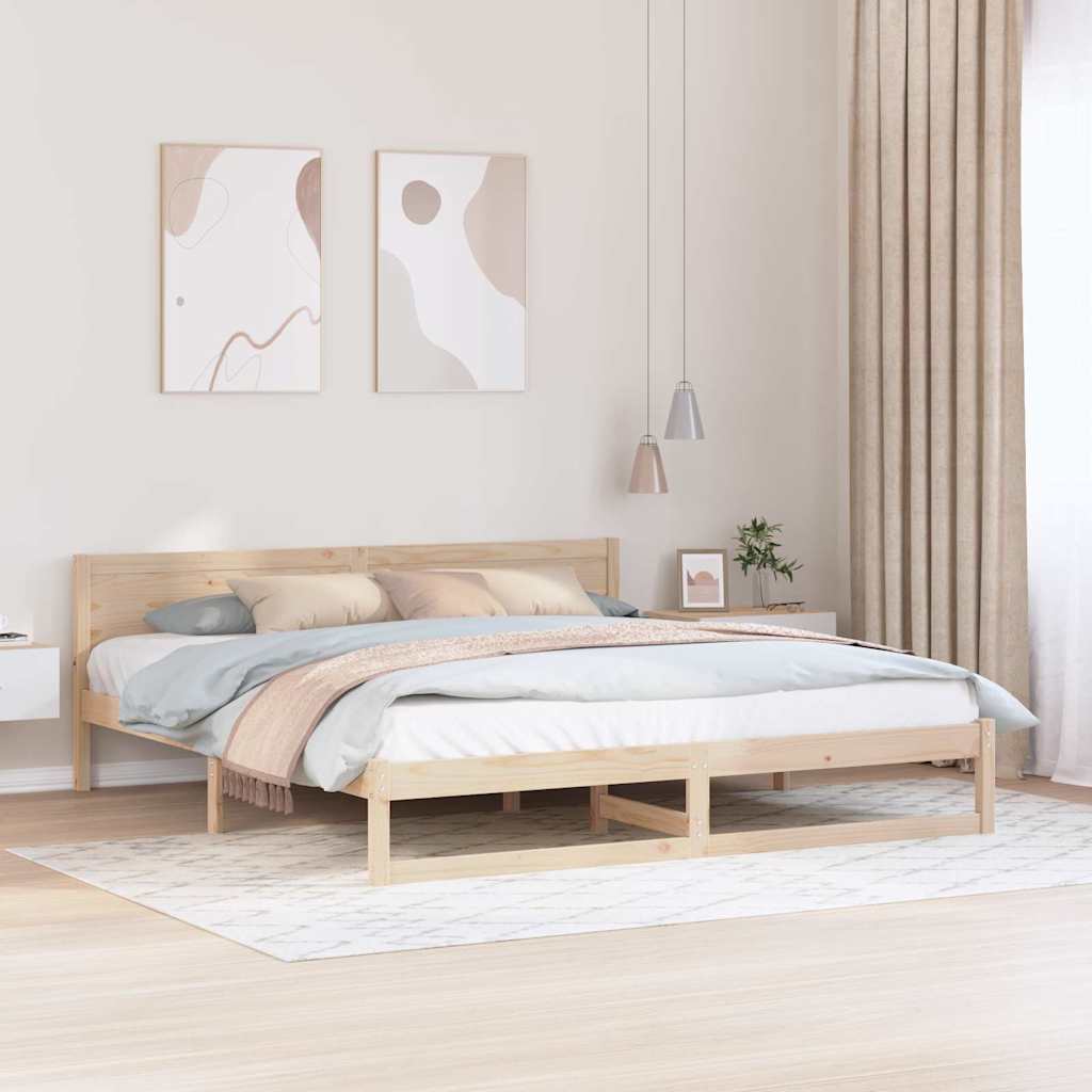 Rám Postele S Čelo Přírodní 180 X 200 Cm Masivní Borové Dřevo