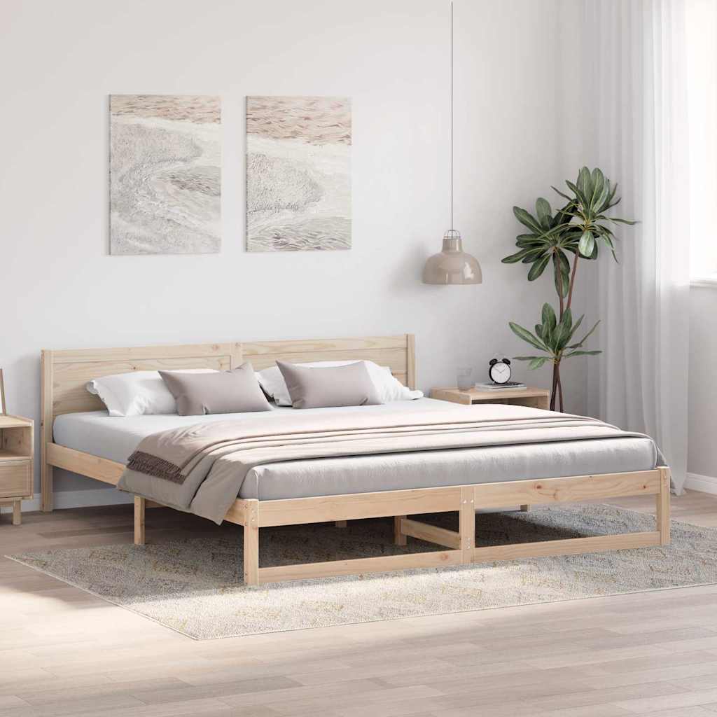 Rám Postele S Čelo Přírodní 180 X 200 Cm Masivní Borové Dřevo