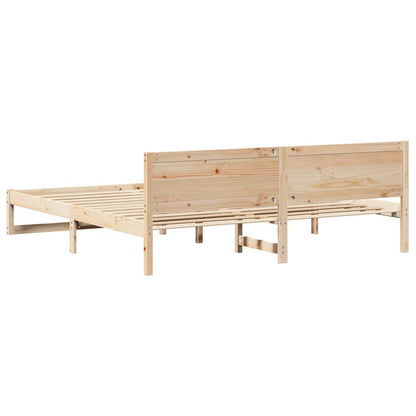 Rám Postele S Čelo Přírodní 180 X 200 Cm Masivní Borové Dřevo