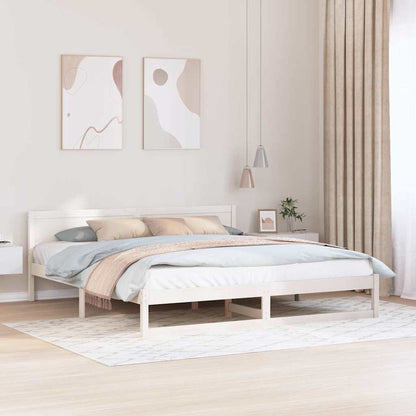 Rám Postele S Čelo Bílá 180 X 200 Cm Masivní Borové Dřevo