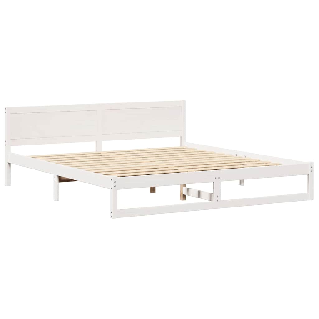 Rám Postele S Čelo Bílá 180 X 200 Cm Masivní Borové Dřevo