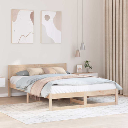 Rám Postele S Čelo Přírodní 160 X 200 Cm Masivní Borové Dřevo