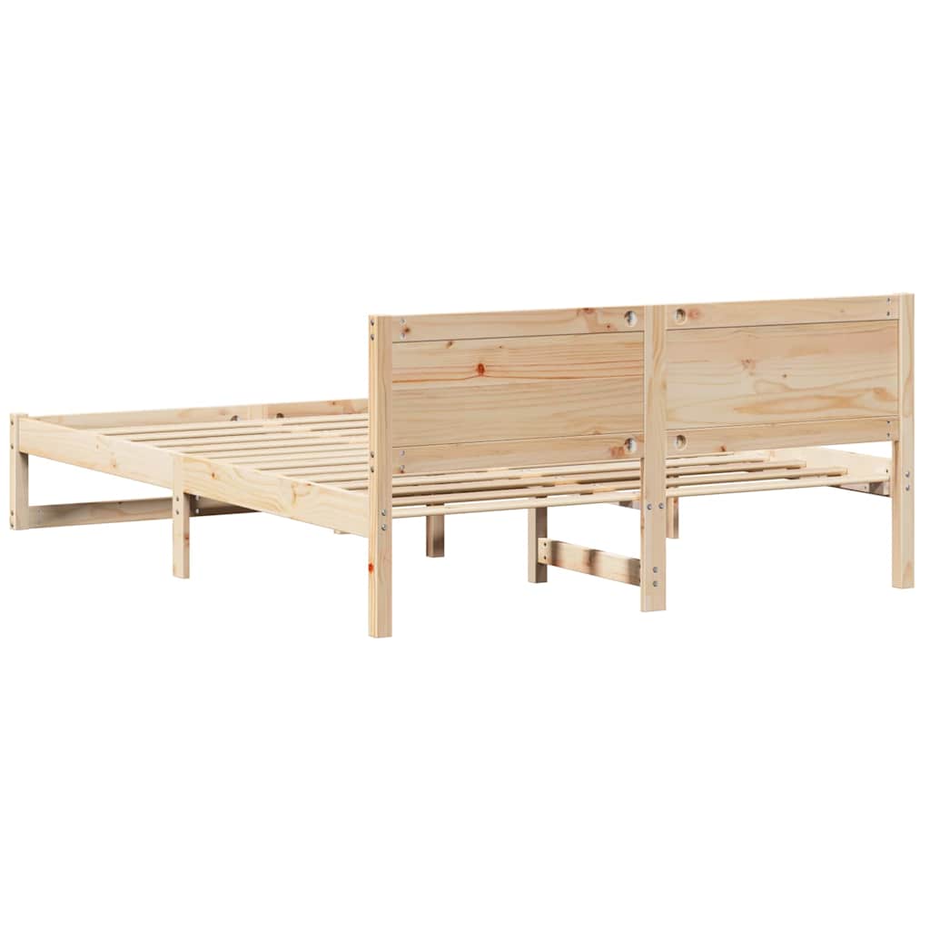 Rám Postele S Čelo Přírodní 160 X 200 Cm Masivní Borové Dřevo