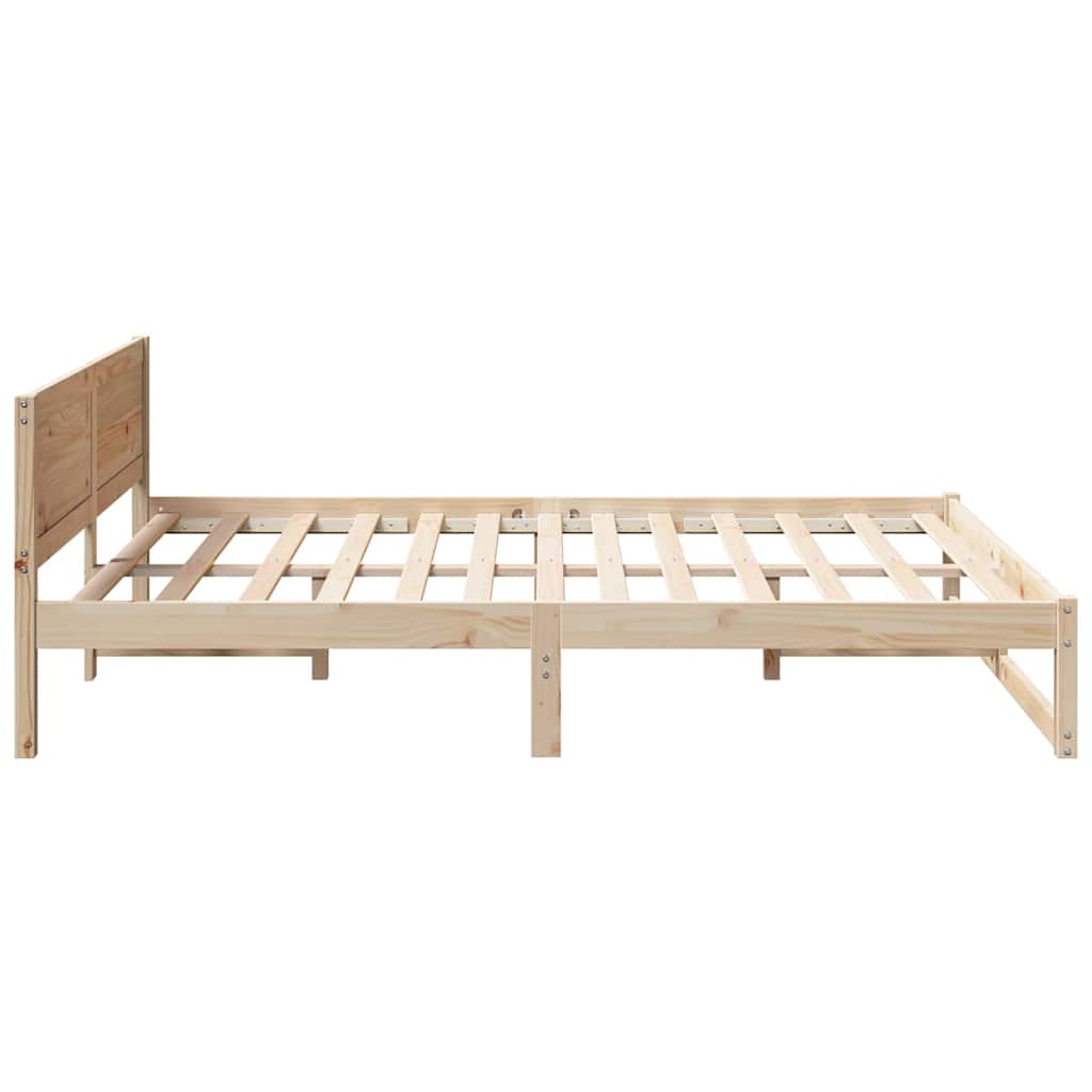 Rám Postele S Čelo Přírodní 160 X 200 Cm Masivní Borové Dřevo
