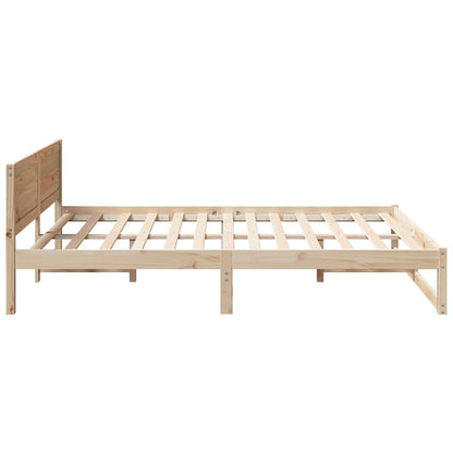 Rám Postele S Čelo Přírodní 160 X 200 Cm Masivní Borové Dřevo