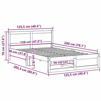 Rám Postele S Čelo Bílá 120 X 200 Cm Masivní Borové Dřevo