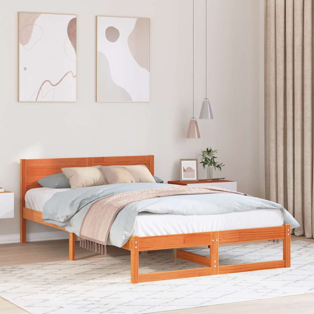 Rám Postele Voskově Hnědá 140 X 190 Cm Masivní Borové Dřevo