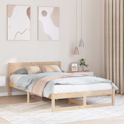 Rám Postele S Čelo Přírodní 120 X 190 Cm Masivní Borové Dřevo