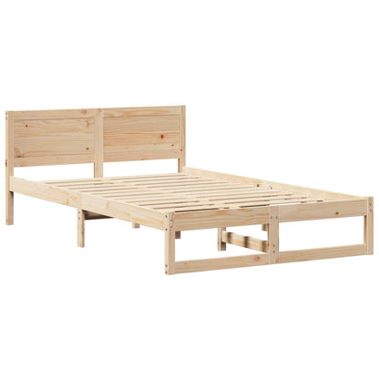 Rám Postele S Čelo Přírodní 120 X 190 Cm Masivní Borové Dřevo