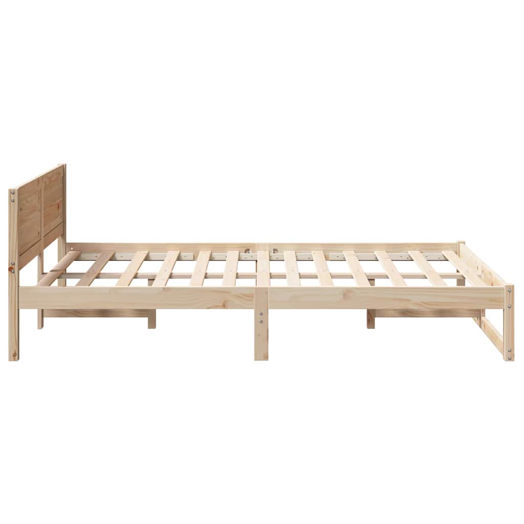 Rám Postele S Čelo Přírodní 120 X 190 Cm Masivní Borové Dřevo