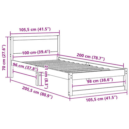 Rám Postele S Čelo Bílá 100 X 200 Cm Masivní Borové Dřevo