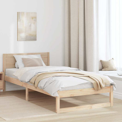 Rám Postele S Čelo Přírodní 90 X 200 Cm Masivní Borové Dřevo