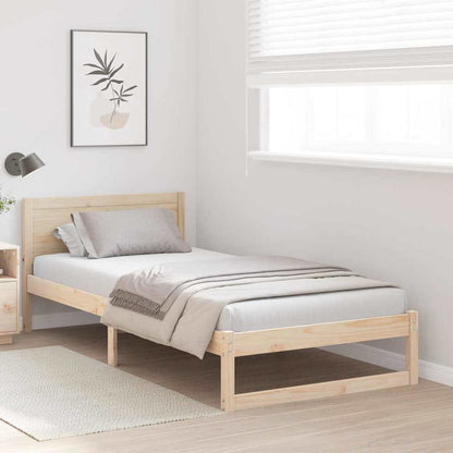 Rám Postele S Čelo Přírodní 90 X 200 Cm Masivní Borové Dřevo