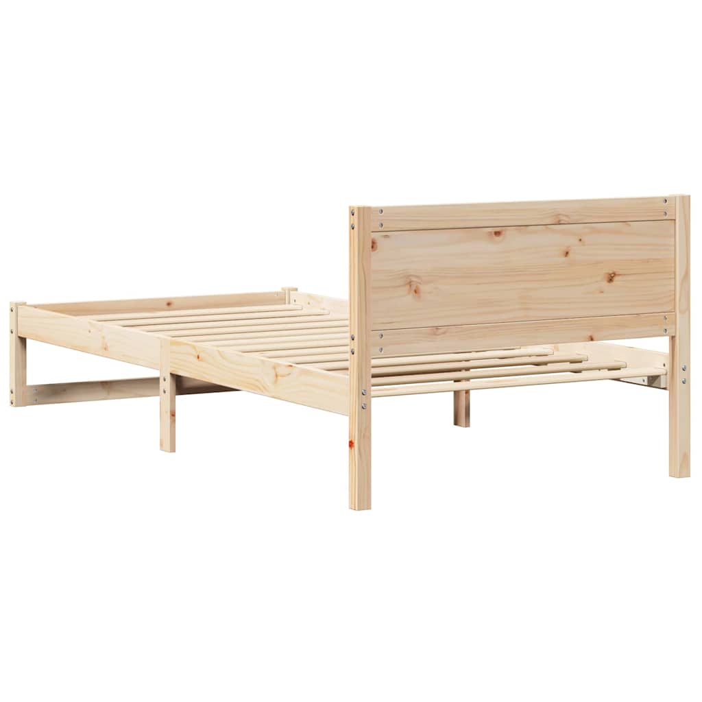 Rám Postele S Čelo Přírodní 90 X 200 Cm Masivní Borové Dřevo