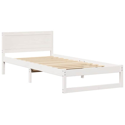 Rám Postele S Čelo Bílá 90 X 200 Cm Masivní Borové Dřevo