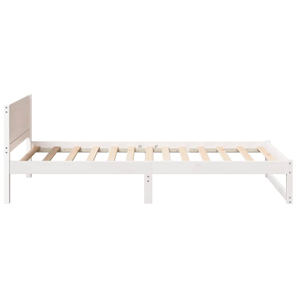 Rám Postele S Čelo Bílá 90 X 200 Cm Masivní Borové Dřevo
