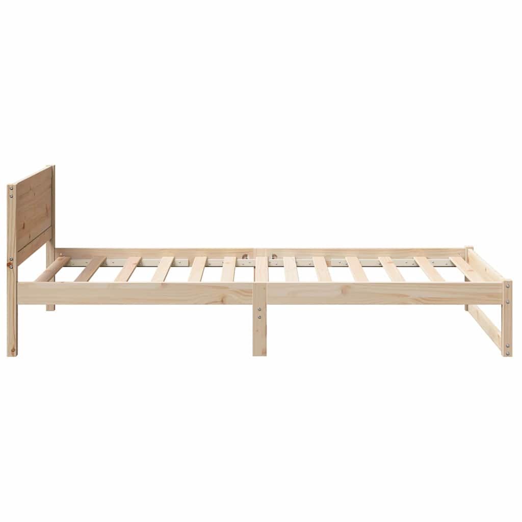 Rám Postele S Čelo Přírodní 90 X 190 Cm Masivní Borové Dřevo