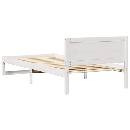 Rám Postele S Čelo Bílá 90 X 190 Cm Masivní Borové Dřevo