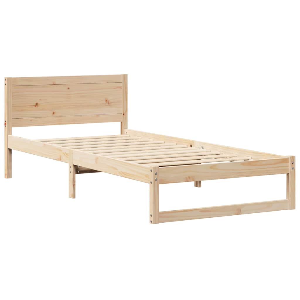 Rám Postele S Čelo Přírodní 75 X 190 Cm Masivní Borové Dřevo