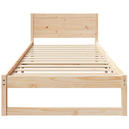 Rám Postele S Čelo Přírodní 75 X 190 Cm Masivní Borové Dřevo