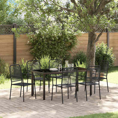 Zahradní Jídelní Souprava 7 Ks Černá Práškově Lakovaná Ocel