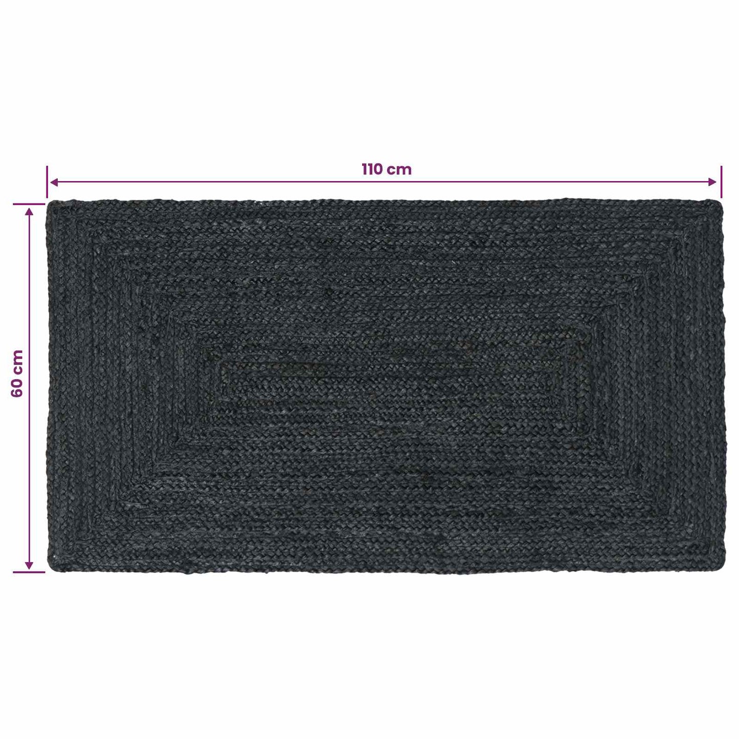 Kusové Koberce Obdélníkový Tmavě Šedá 60 X 110 Cm Juta