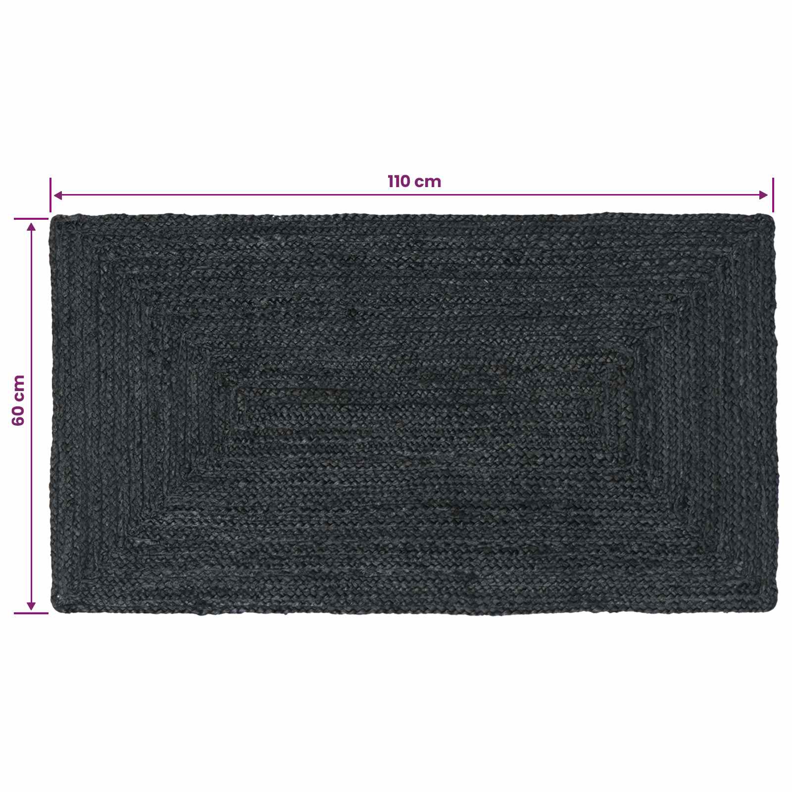 Kusové Koberce Obdélníkový Tmavě Šedá 60 X 110 Cm Juta