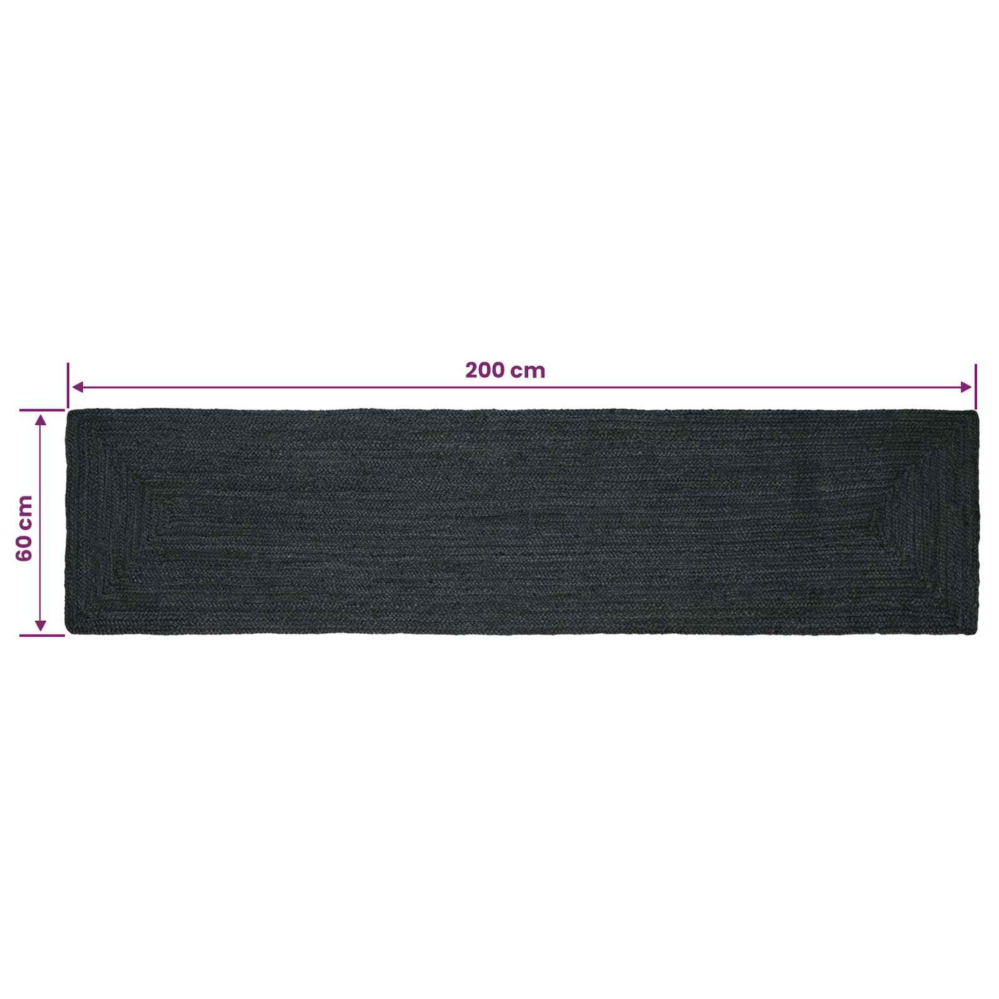 Kusové Koberce Obdélníkový Tmavě Šedá 60 X 200 Cm Juta